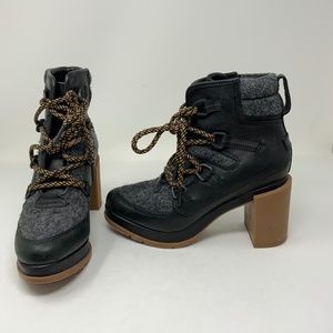 Stylish Women's Black and Gray Heeled Boots